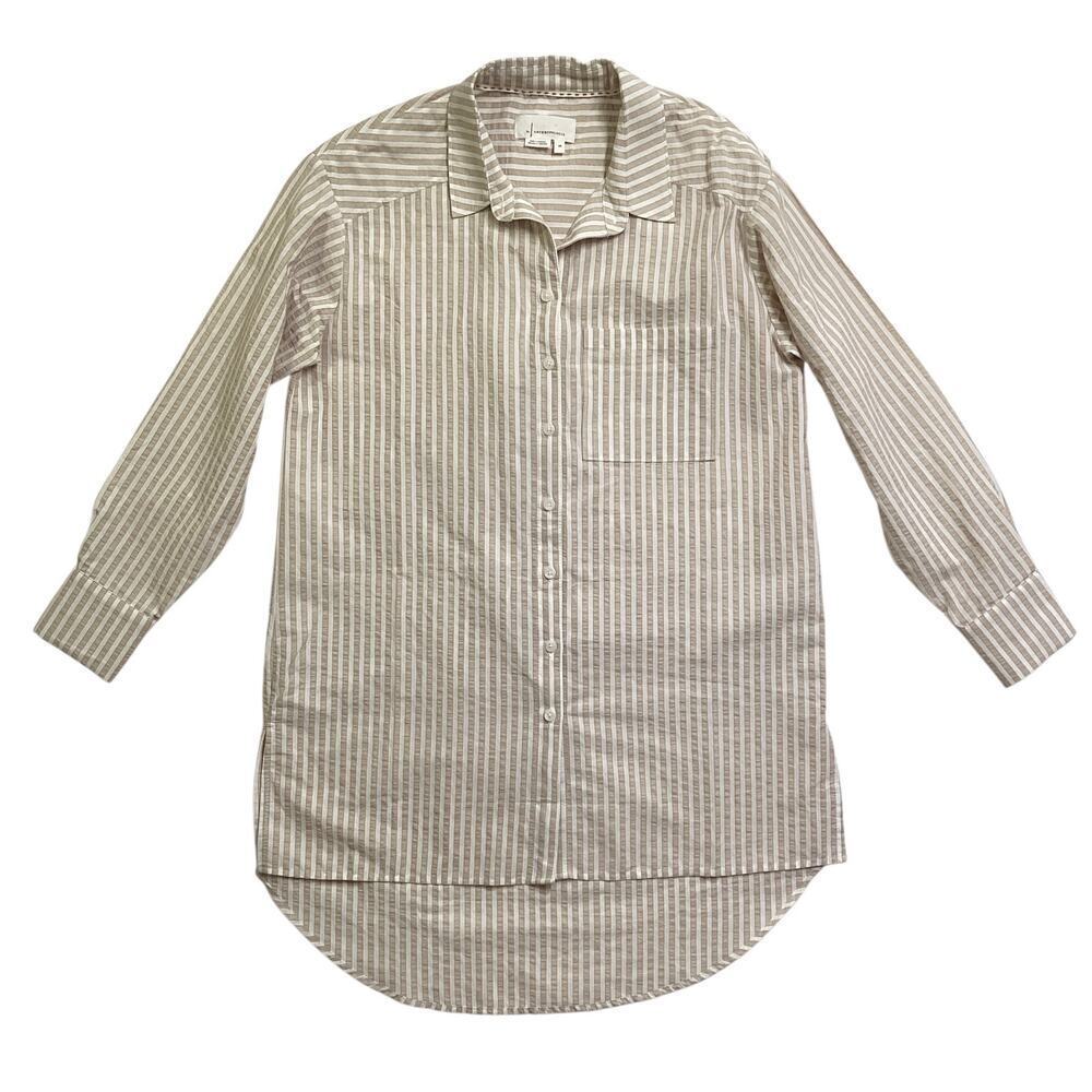 Anthropologie‎ Longline Buttondown Striped Tunic Long Sleeve Shirt oversized XS